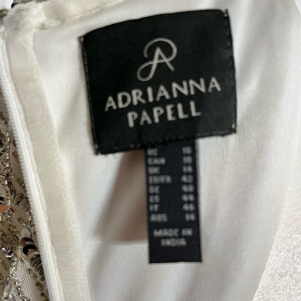 Adrianna Papell, White and Silver Dress, Women, Size 10 - Picture 7 of 12